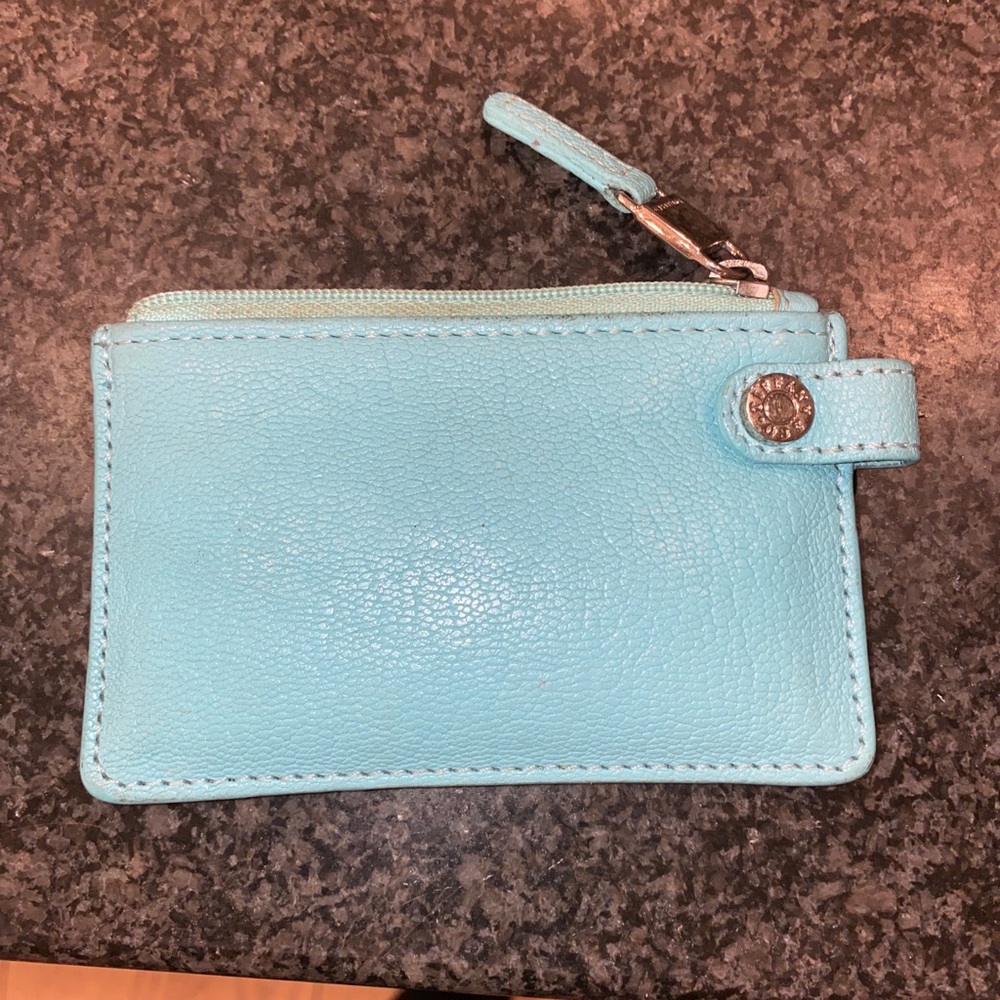Tiffany blue wallet card holder with snap for keys